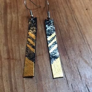 Handcrafted, hand painted leather earrings